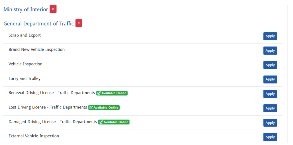 Service Of Traffic Department Appointments